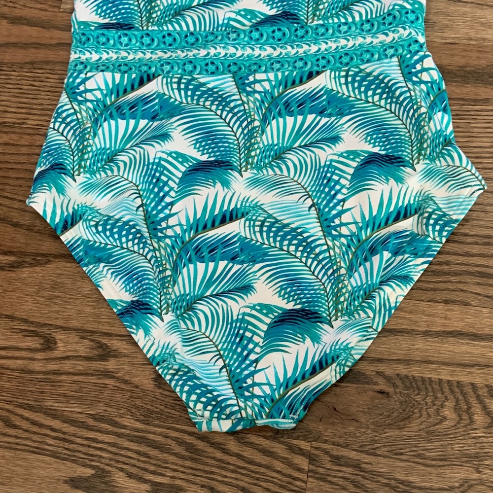 Tommy Bahama Turquoise White Tropical Double Strap One Piece Swimsuit - Picture 7 of 9